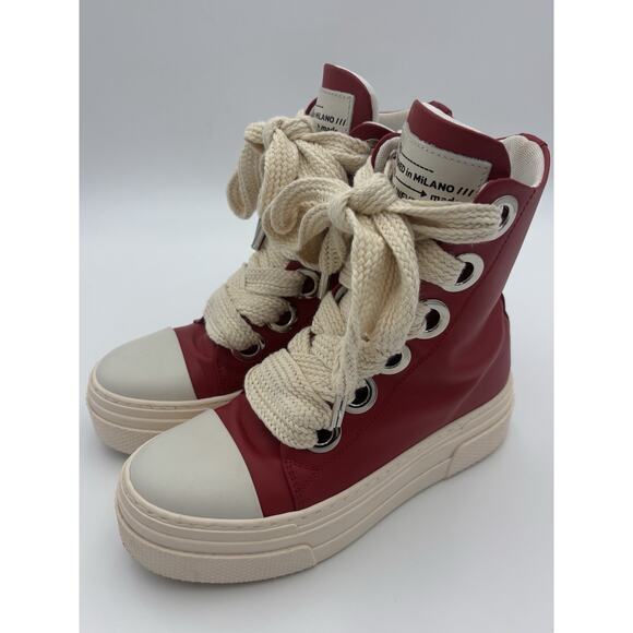Christian Zerotre CALIPSO 300 Fuxia Leather Red High Top Sneakers Size 37 Italy - Picture 13 of 13